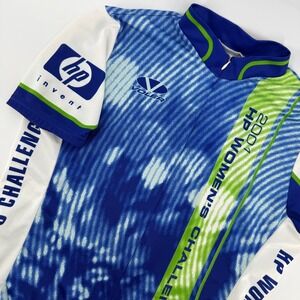 Vintage Voler Cycling Jersey Womens M Blue 2001 HP Challenge Short Sleeve Zip Up